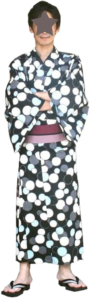 Amazon.co.jp: [きもの遊美] メンズ浴衣「水玉ドット」No-3 ブラック
