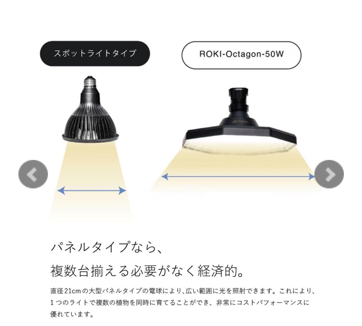 Amazon.co.jp: 植物育成 LEDパネルライト 【ROKI-Octagon-50W-BK】ロキ