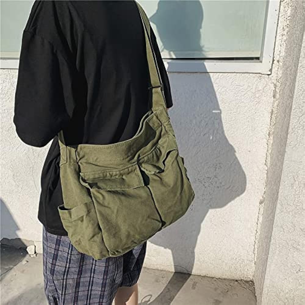Amazon.com: Grunge Canvas Messenger Bag Women Aesthetic Hobo