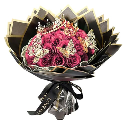 グリッターローズ ブーケ 花束 赤 黒 24本 グリッターローズ ブーケ