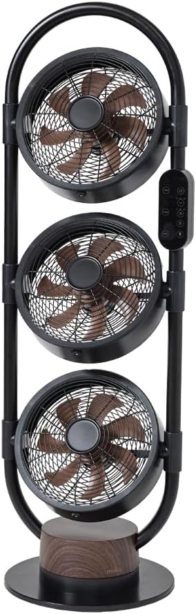 縦型 ブラックマルチファン3連タワーファン扇風機 サーキュレーター