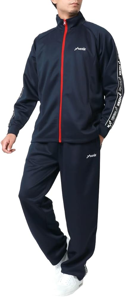 Amazon | [PHENIX] ジャージ メンズ 上下セット ブランド ロゴ テープ