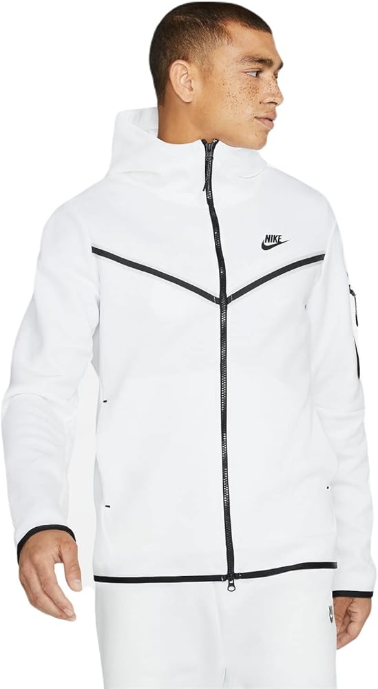 Nike Sportswear Tech Fleece Full-zip Hoodie Mens White/Black Size