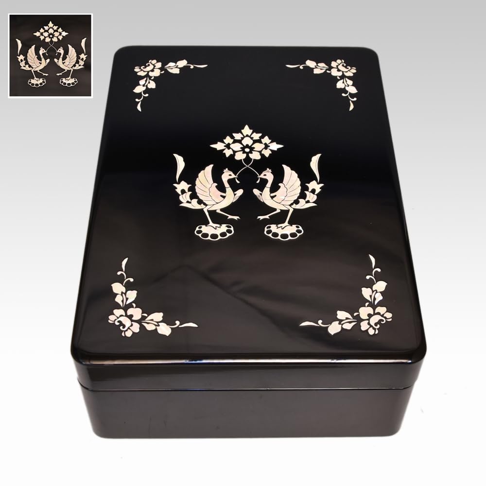 Amazon.co.jp: 螺鈿細工 文箱 鳳凰図 奈良正倉院 漆芸 漆工芸 木工芸