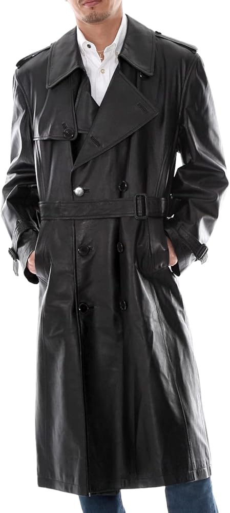Amazon | [皮の但馬屋] （メンズ レザーコート）ラム革コート ロング丈