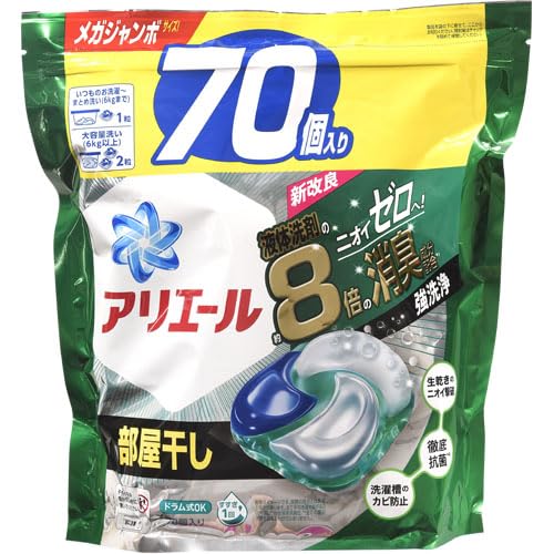 Amazon.co.jp: P&G アリエールジェルボール4D部屋干し用 メガJ 70個
