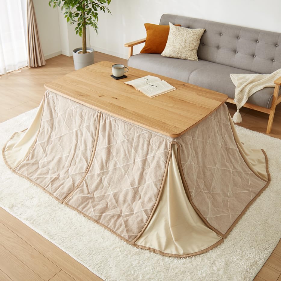 Amazon.co.jp: リコメン堂 昇降式こたつ こたつ布団セット 天然木 木製