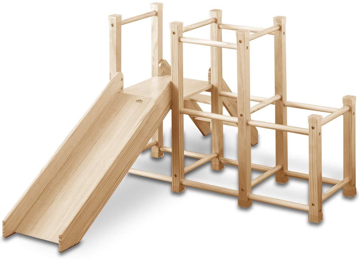 Amazon | RiZKiZ 木製 ジャングルジム 耐荷重50kg すべり台 階段付