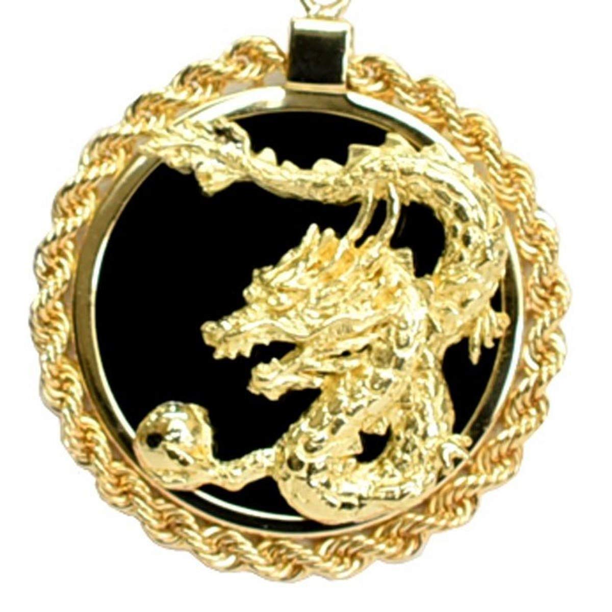 Amazon | [トマトサラダ] K18 18金 オニキス 龍 ペンダントトップ