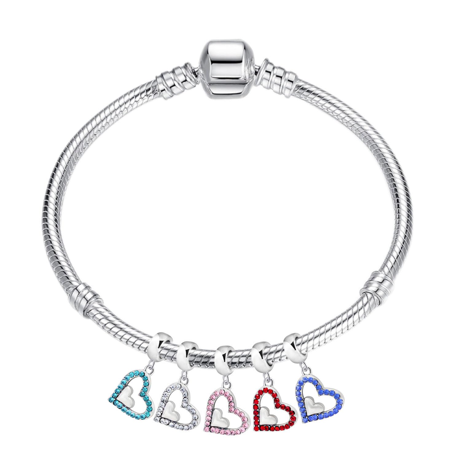 Amazon.co.jp: ハートチャームwithクリスタルチャーム925スターリング