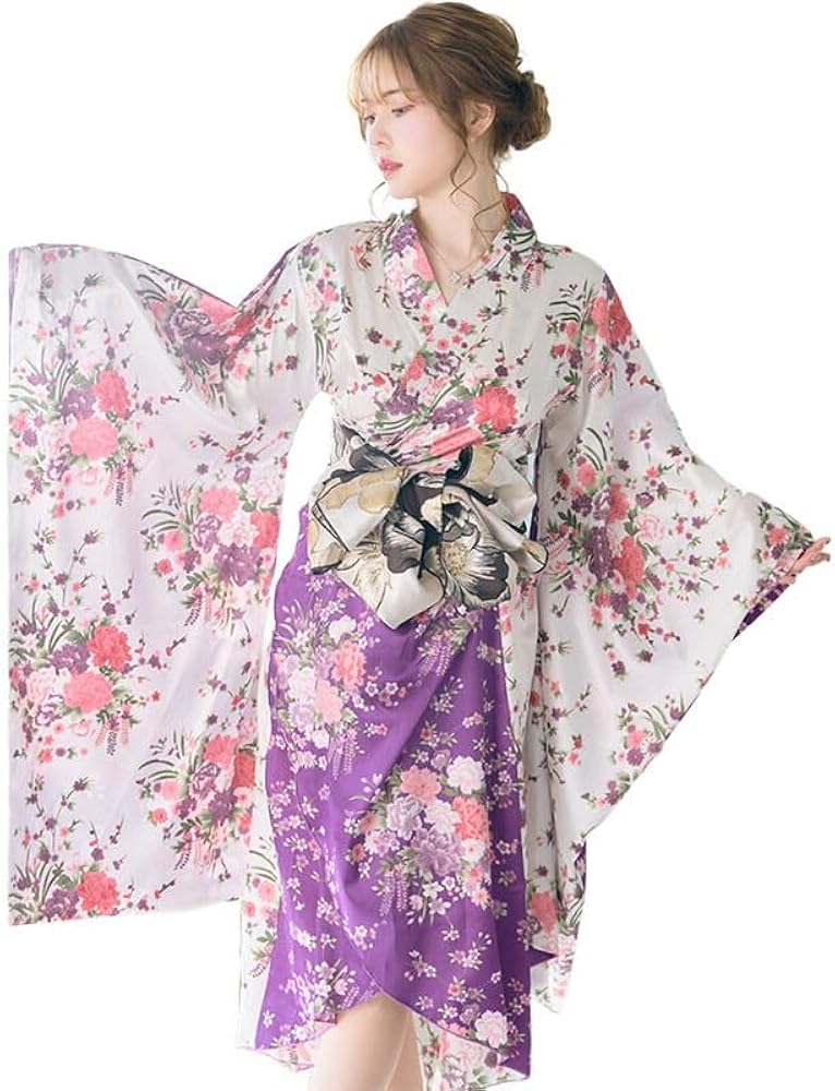 Amazon.co.jp: [LoveRich] ラブリッチ 花柄 リボン 花魁 着物 ドレス