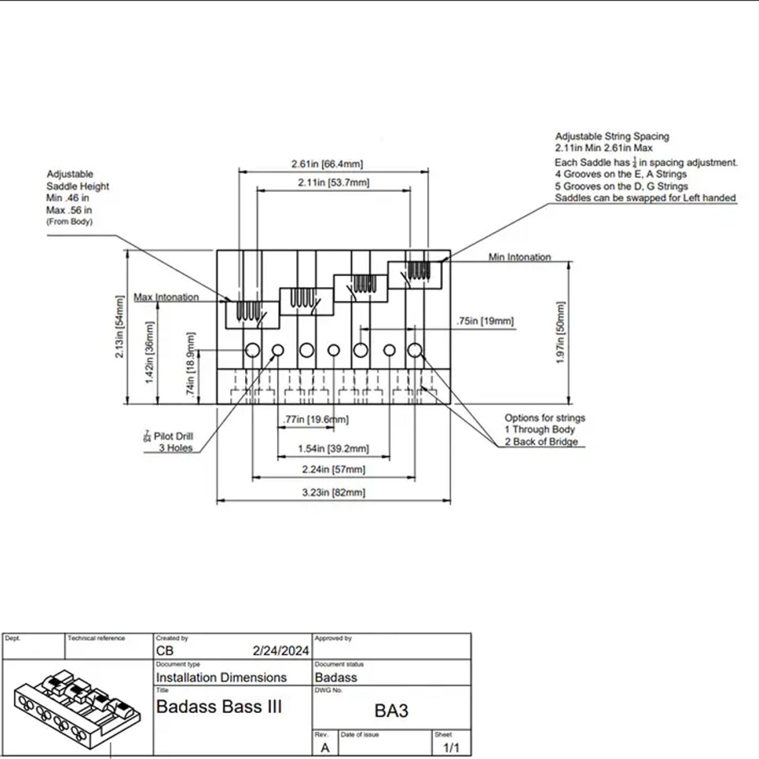 Amazon.com: Leo Quan Badass III 4-String High-mass Bass Bridge