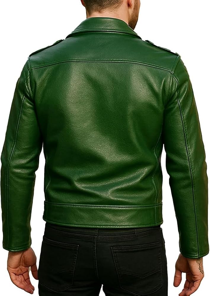 LP-FACON Mens Motorbike Classic Brando Motorcycle Rider Green