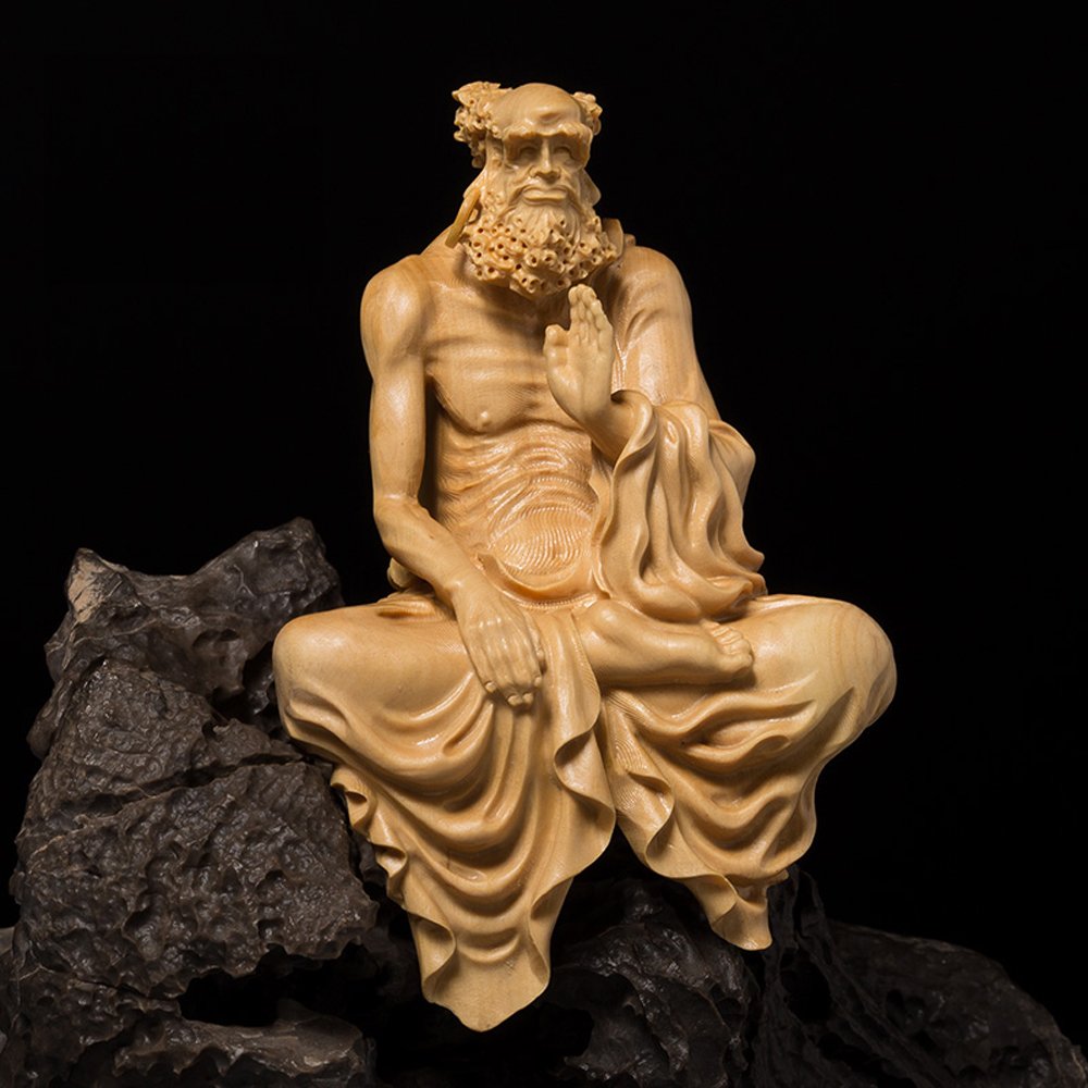 Amazon.co.jp: [華能] 達磨大師坐像 高級天然ツゲ木彫り達磨像 木製