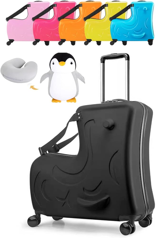 キッズトラベル 子供が乗れるキャリーケース 折りたたみ式 ブラック M