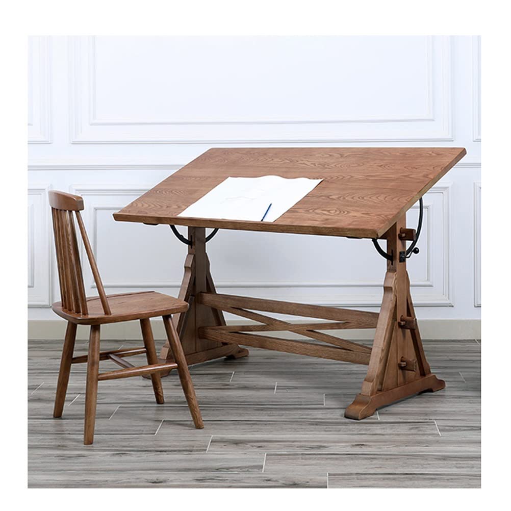 Amazon.co.jp: ヴィンテージホワイトワックスウッド製図台と椅子、360