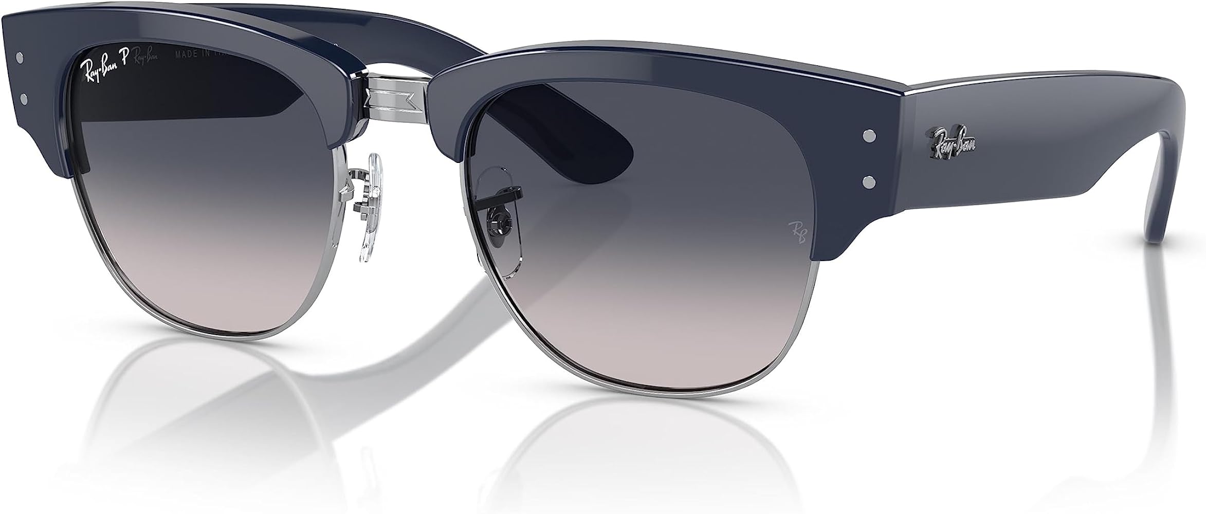 Amazon.com: Ray-Ban MEGA CLUBMASTER RB0316S BLU ON SILVER Frame w