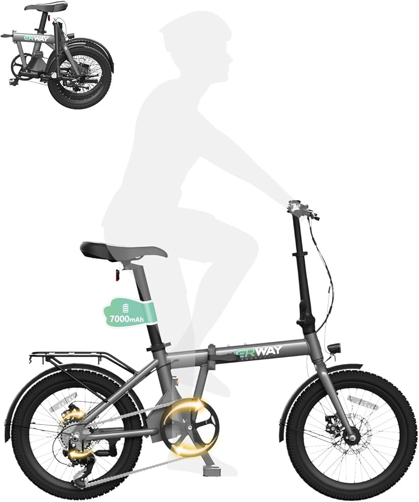 Amazon | ERWAY 電動自転車 A01 電動アシスト自転車 折りたたみ 20