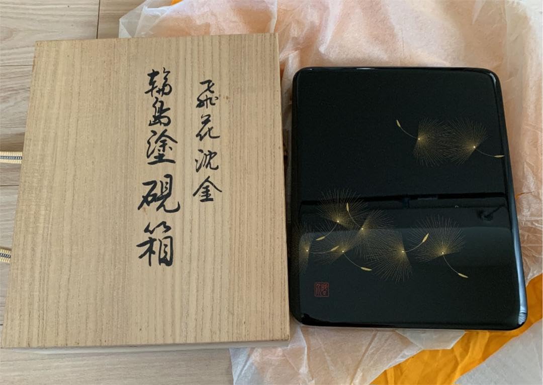 Amazon.co.jp: 輪島塗 小西啓介 飛花沈金 硯箱 木箱付(、) : 文房具