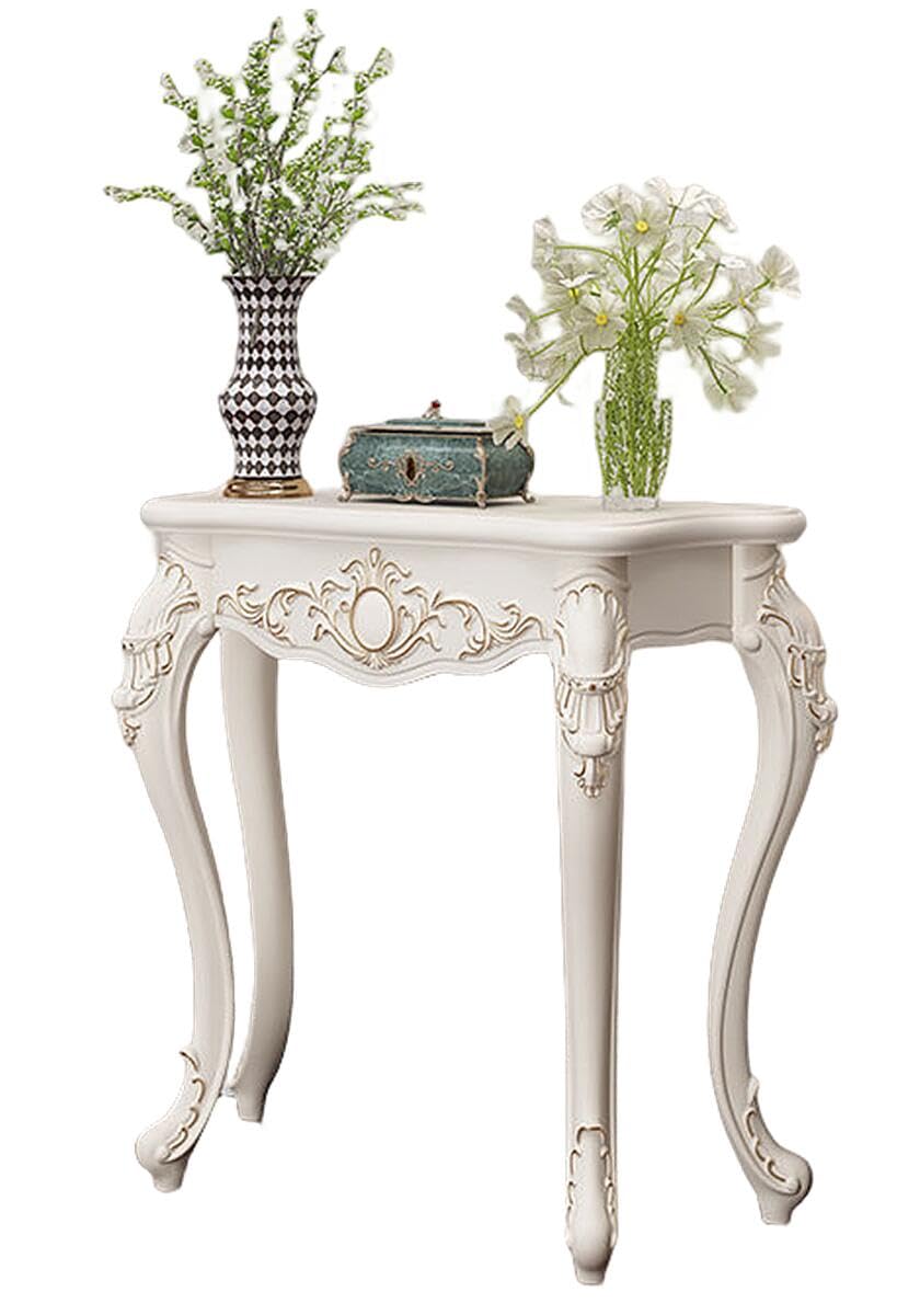 Amazon｜サイドテーブルテーブル 白コンソールテーブル 無垢材 猫足 猫