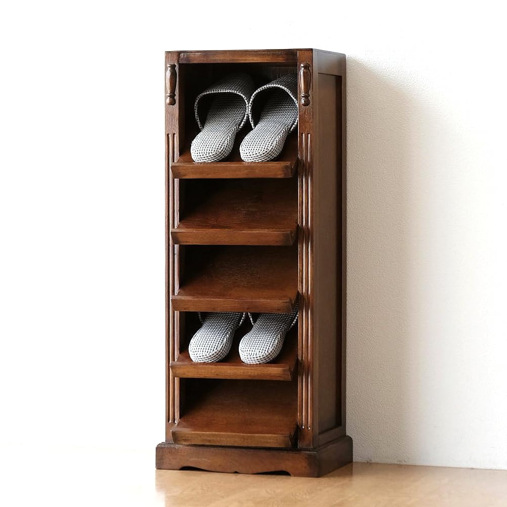 Amazon｜スリッパラック 木製 アンティーク レトロ 5段 5足 おしゃれ