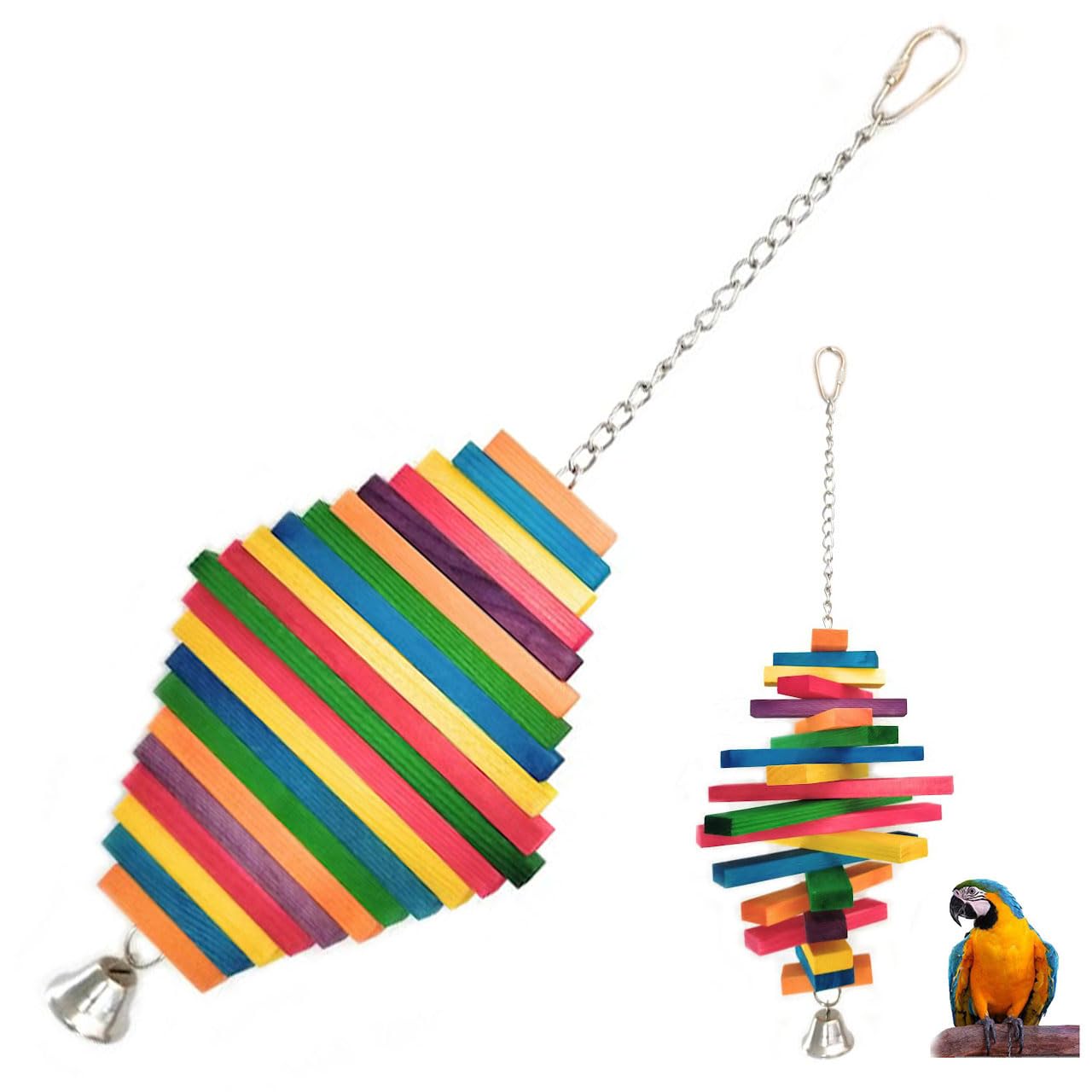 Amazon | （bellarino）鳥 おもちゃ 吊り下げ 天然木 オウム 鳥用玩具