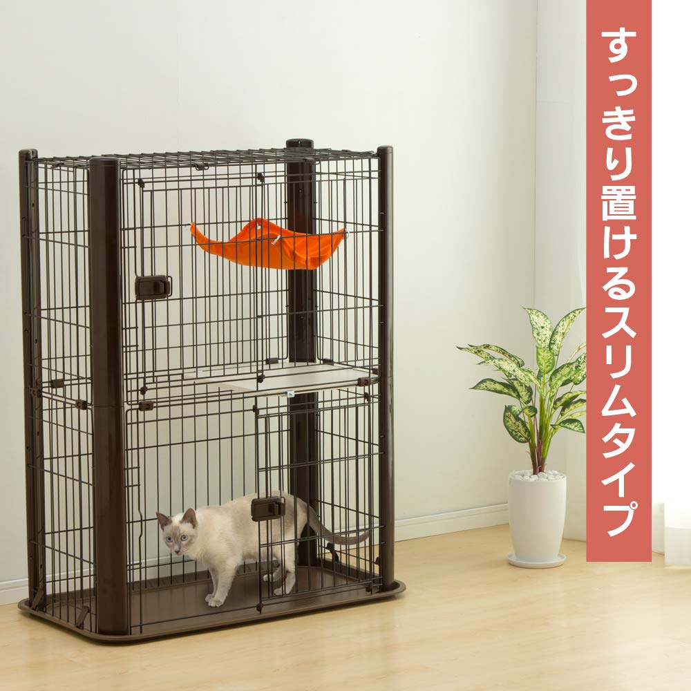 Amazon.co.jp: アイリスオーヤマ 猫 ケージ スリムタイプ 2段 ブラウン