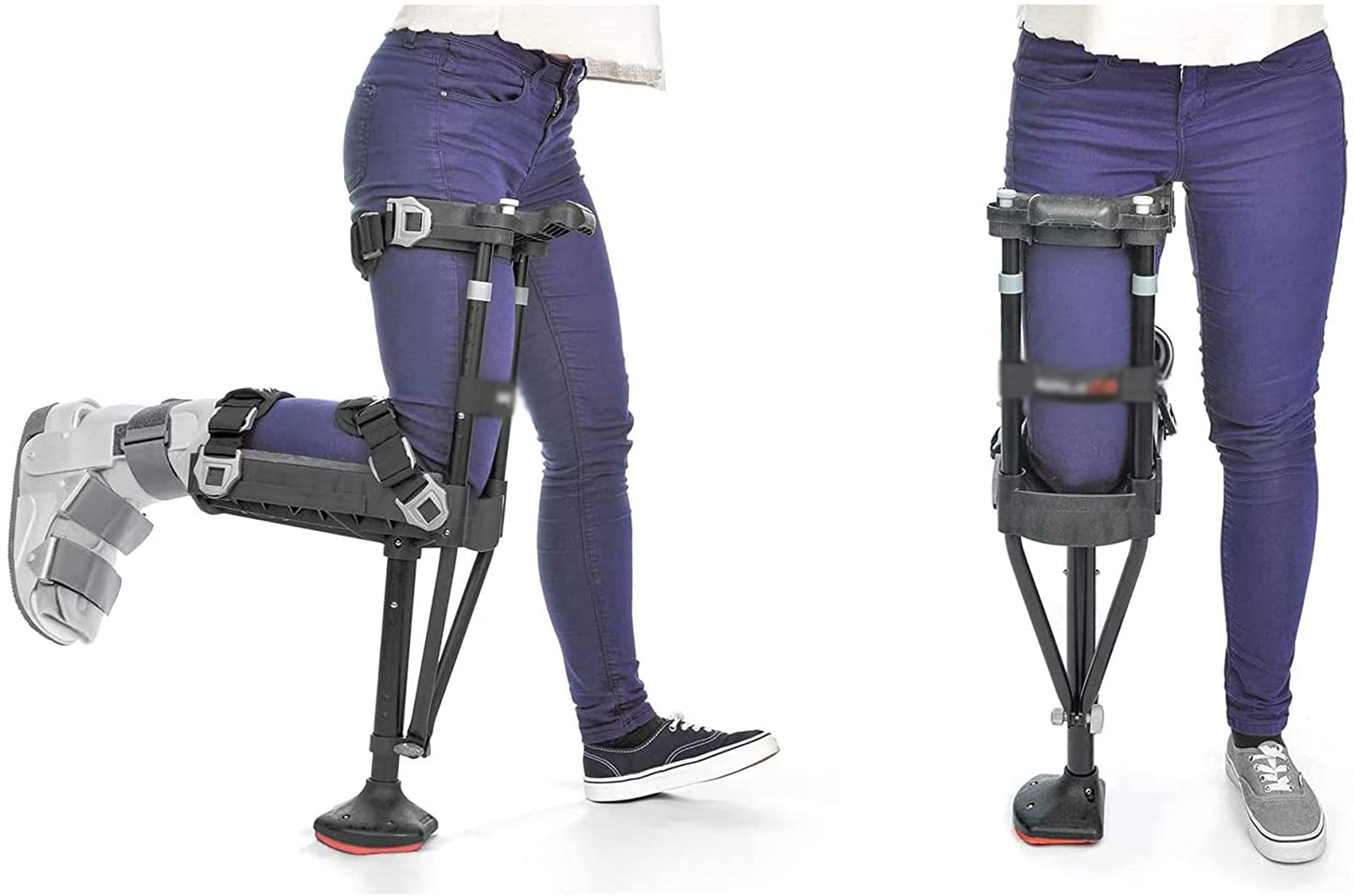 Amazon.co.jp: 調節可能な滑り止めハンズフリー膝松葉杖、片足伸縮式