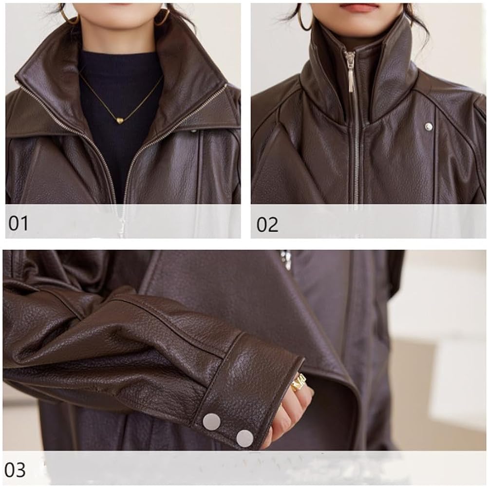 Amazon | [JINLUN] 本革ジャケット レディース オーバーサイズ ビッグ