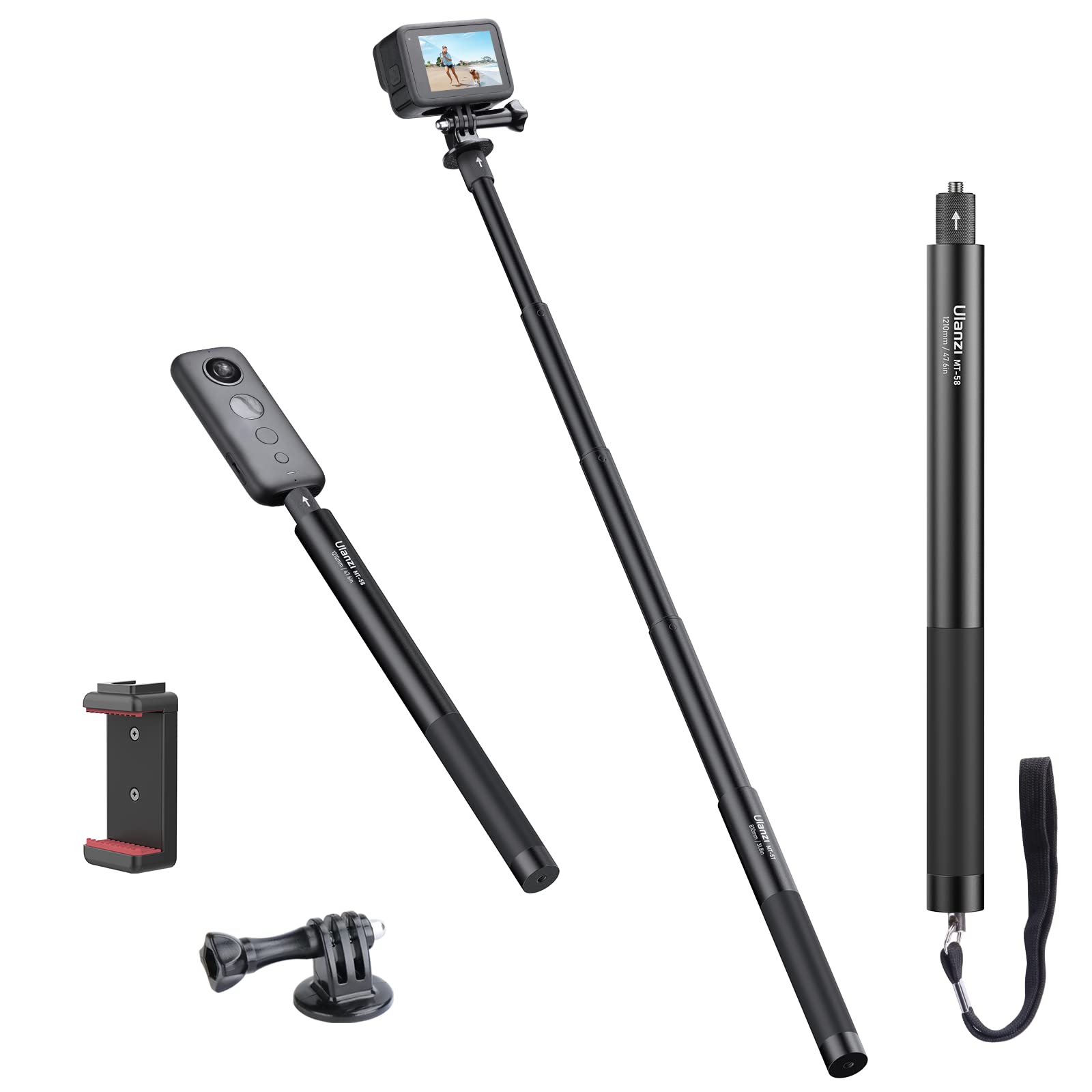 Amazon | Ulanzi 121cm アクションカメラ自撮り棒 目に見えない 自撮り