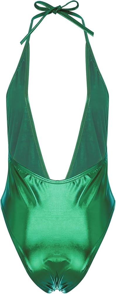 Amazon | [FEESHOW] 女性 メタリック 水着ワンピース ボディスーツ