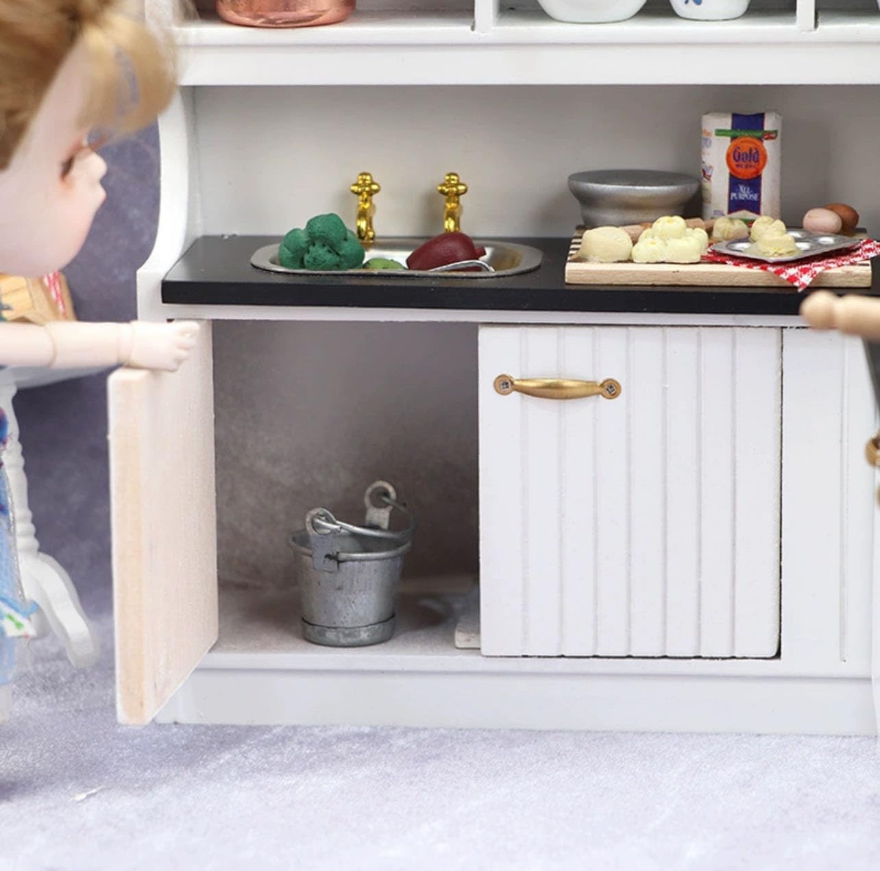 Amazon.co.jp: ドールハウス ミニチュア 家具 木製キッチンセット 食堂