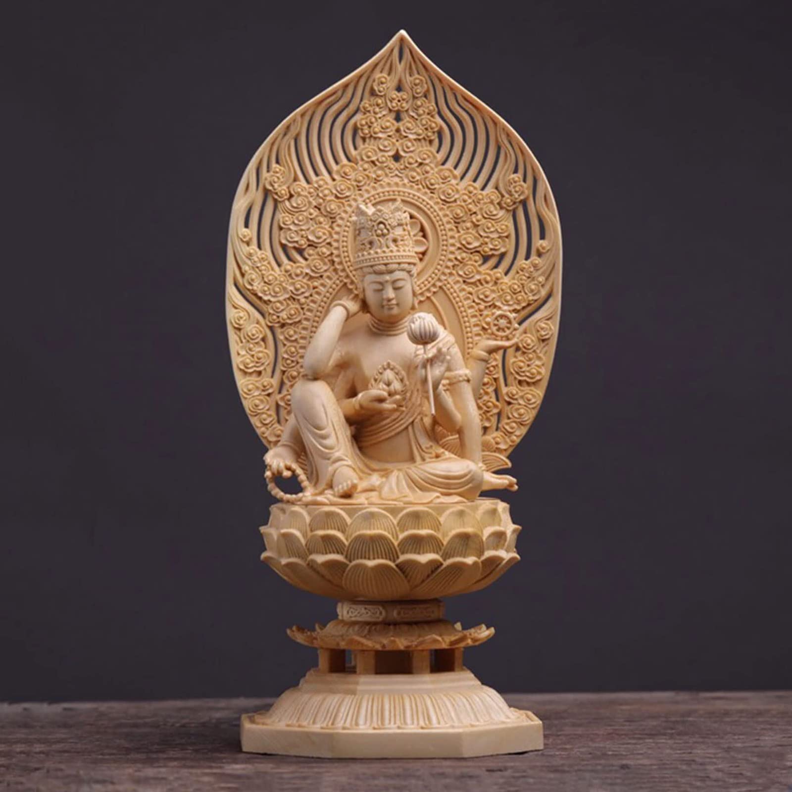 Amazon｜木彫り仏像【如意輪観音菩薩】座像 桧木製＿『天台宗・真言宗