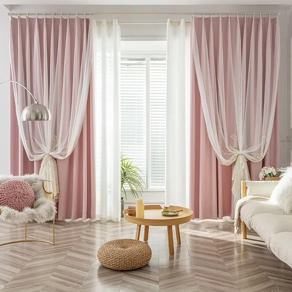 カフェカーテン【花子様オーダー品 ピンクレース】ハンドメイド 【公式