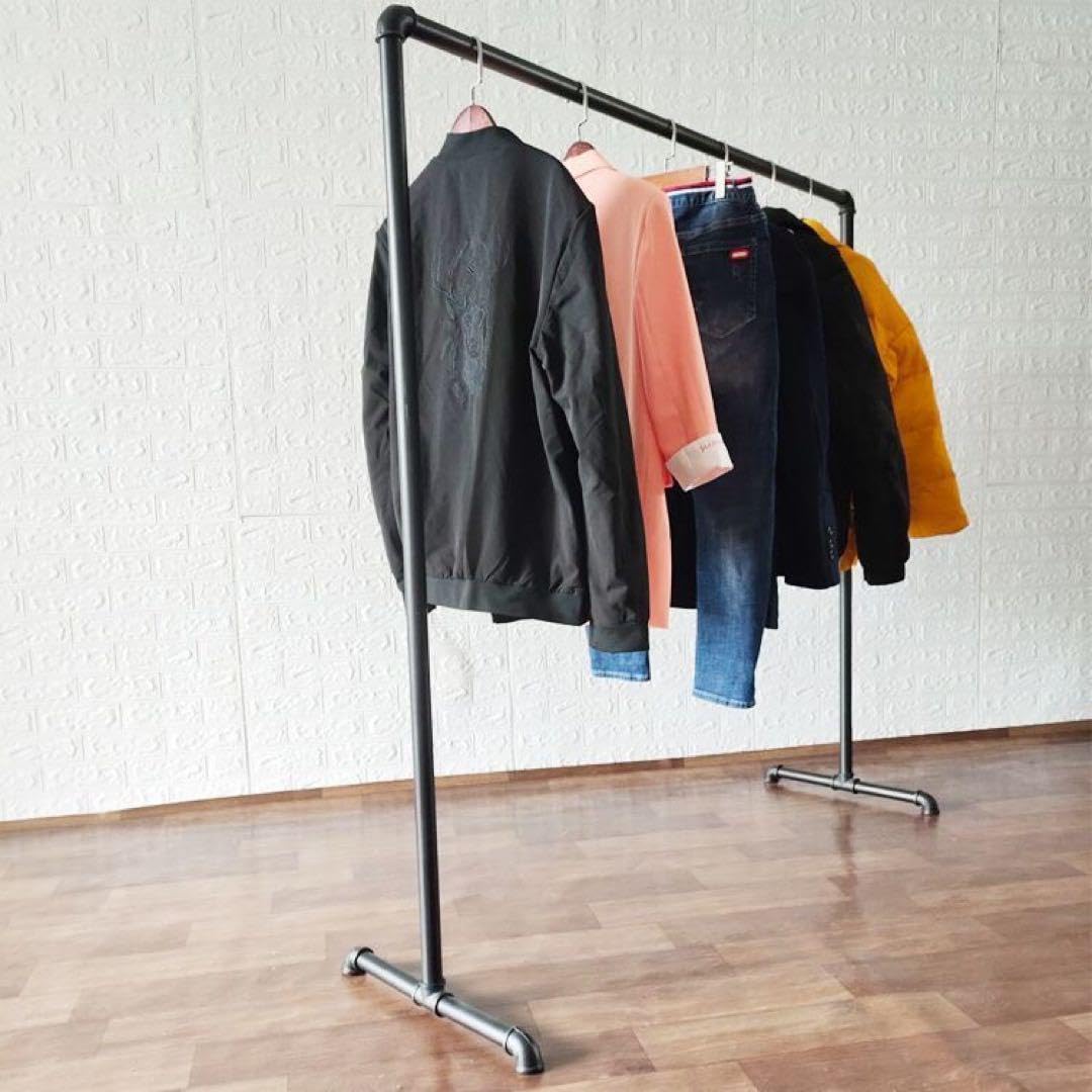 Amazon｜アイアン ハンガーラック150 ガス管 パイプ 黒 収納 鉄