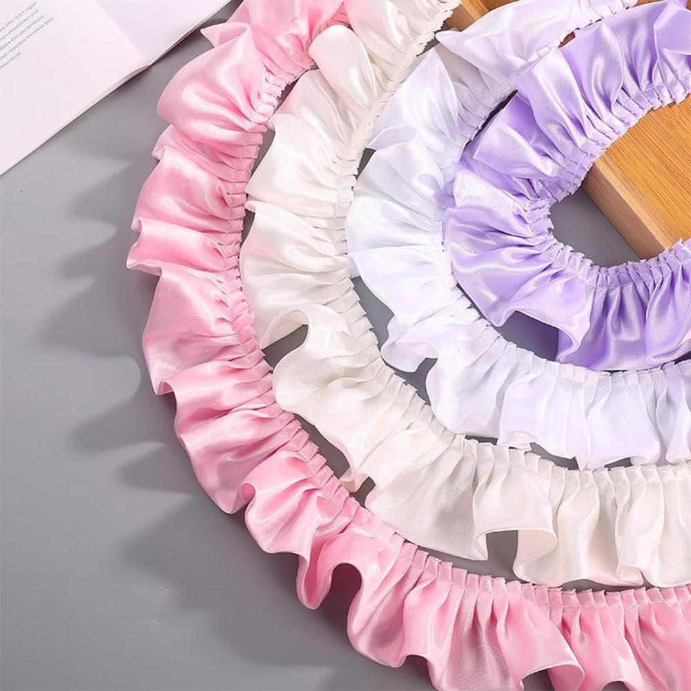 Amazon.com: Tong Gu Satin Trim Pleated Ruffle Frill Double Layered