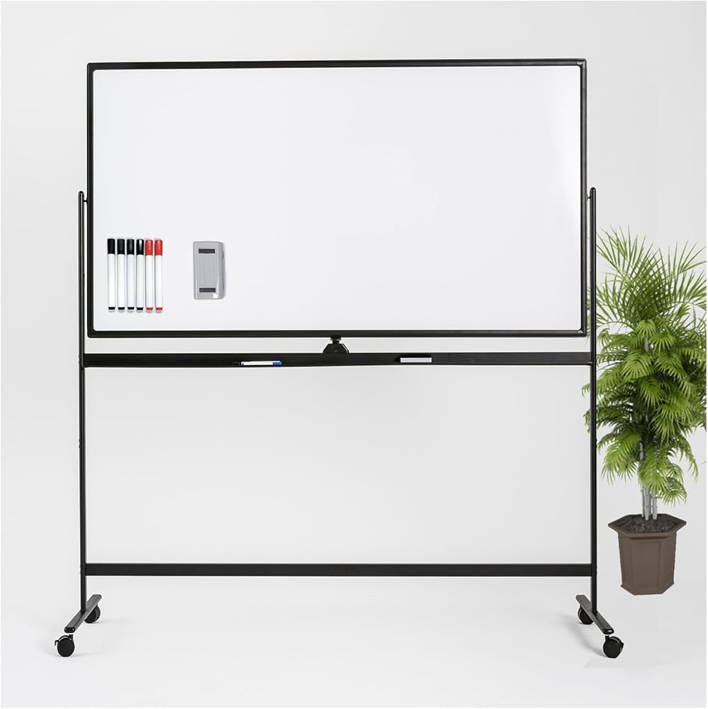 Amazon | BIBOCホワイトボード 脚付き両面無地1200x800mm 360°回転式