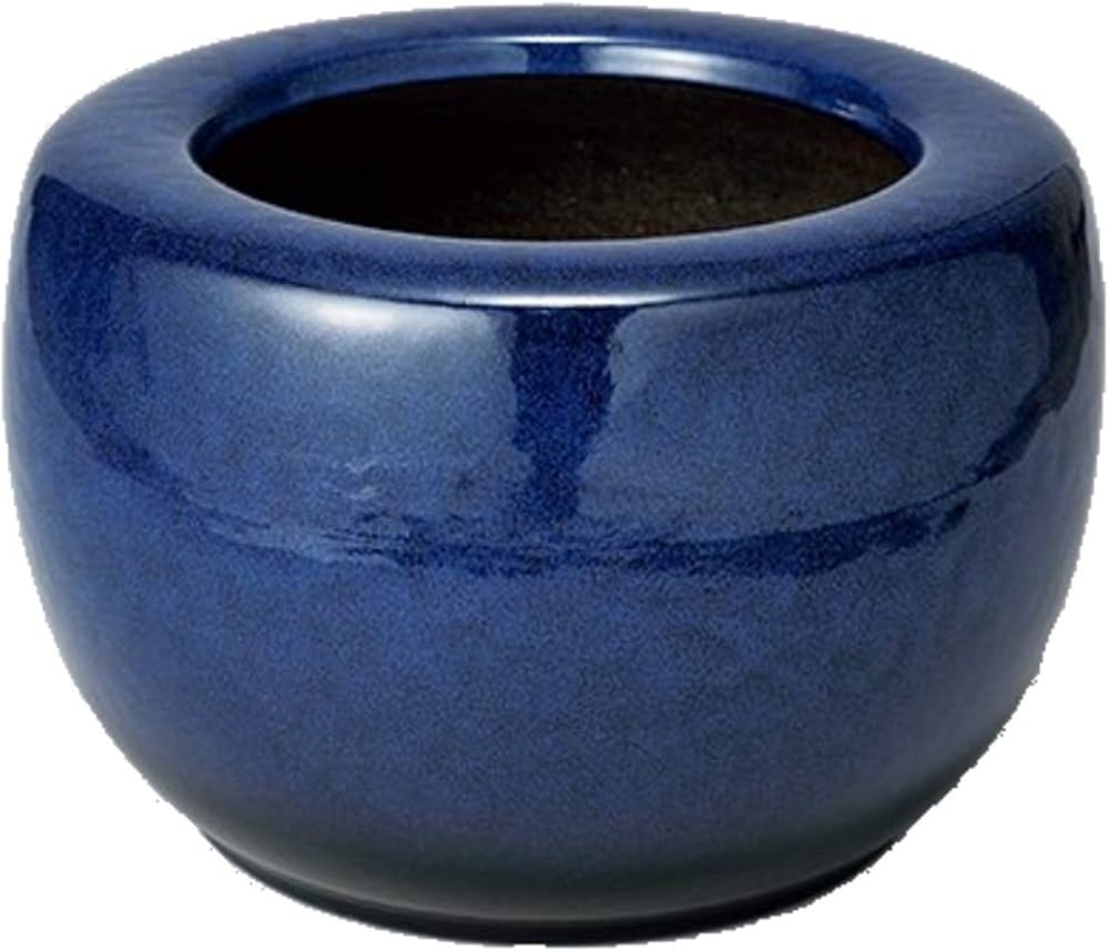 Amazon | 生子火鉢 10号 信楽焼 伝統の火鉢 生子 深みのある青 陶器 | 鉢