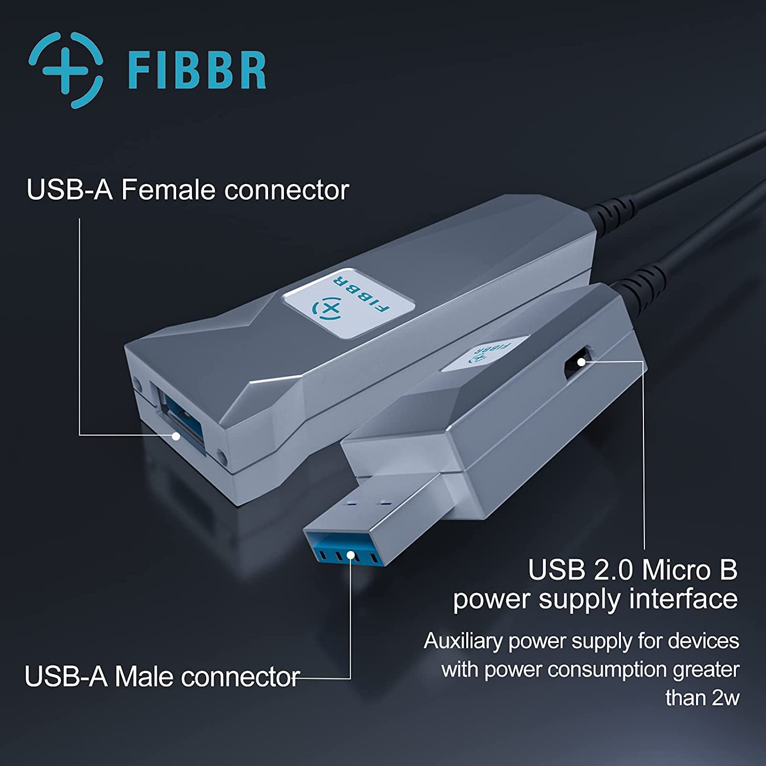 Amazon | FIBBRアクティブ USB 3.0 光ファイバーケーブル 50M Type-A