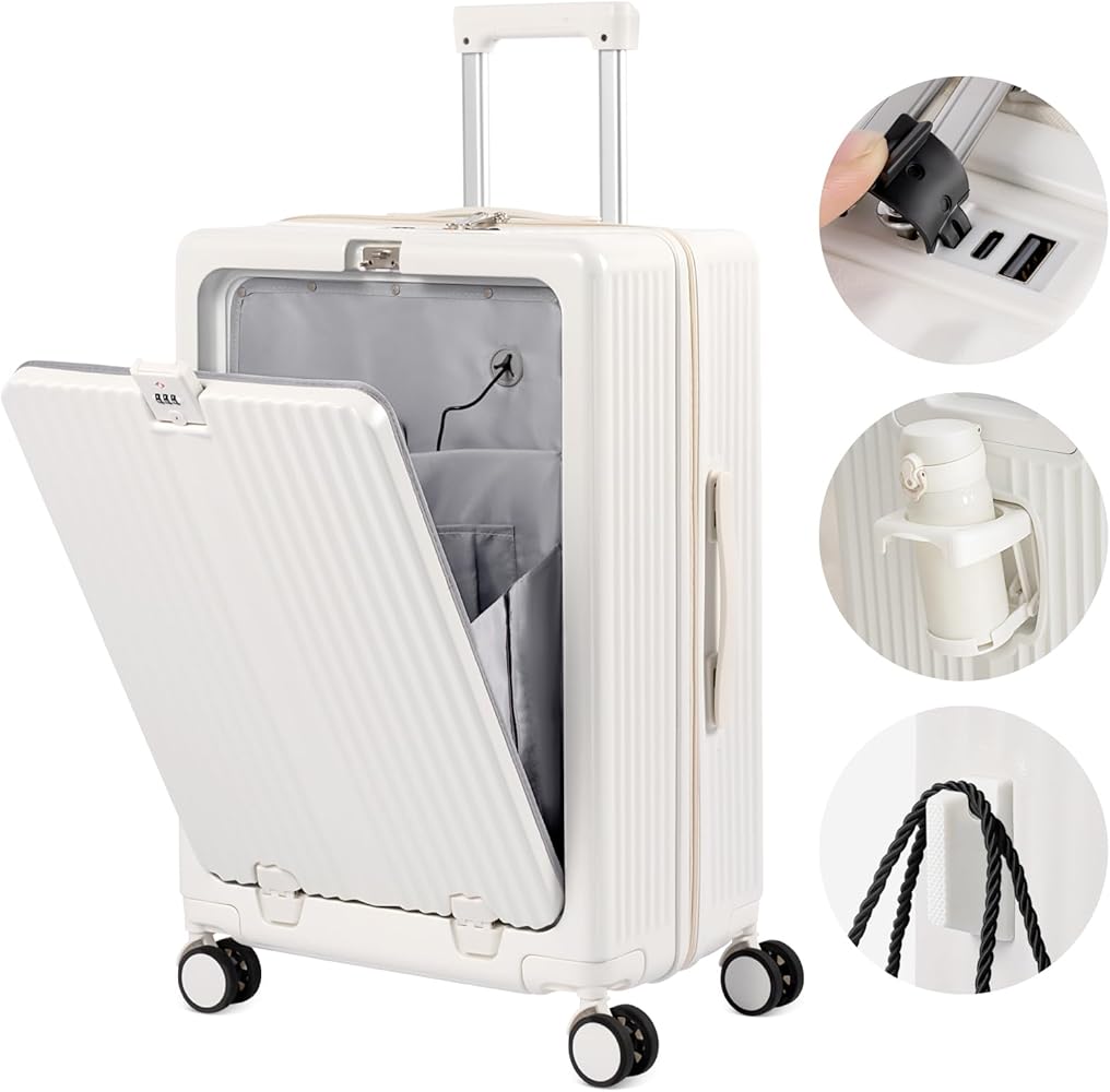 Amazon.co.jp: [meer] スーツケース フロントオープン 機内持ち込み 耐