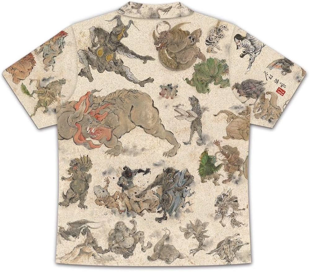 Amazon.co.jp: ウルトラ怪獣もののけ絵巻 羽田空港 総柄アロハシャツ