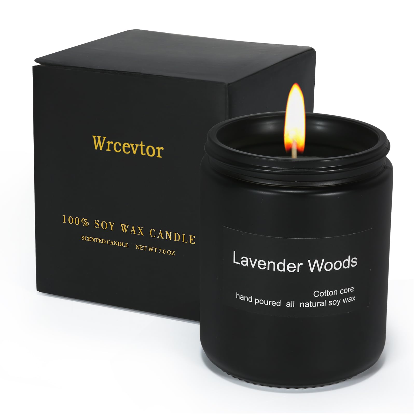 Scented Candle for Home,Black Jar Candles,Natural Soy Wax,Long