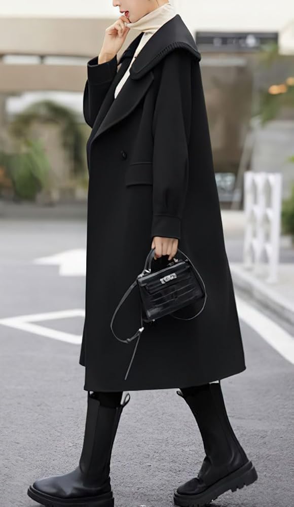 Amazon.com: chouyatou Women's Elegant Sailor Collar Wool Pea Coat