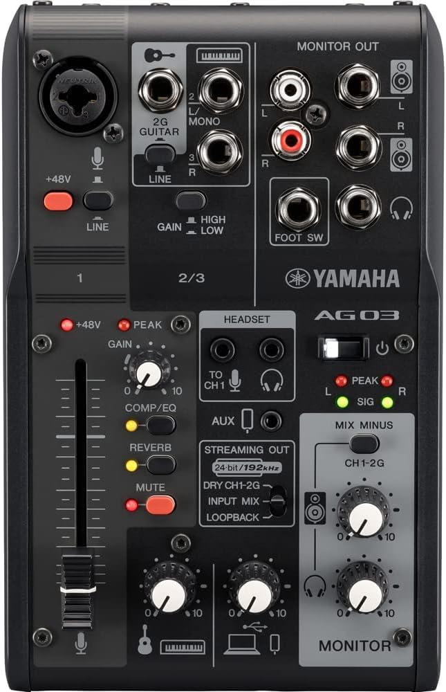 Mixer Yamaha AG03MK2 Mixer a 3 Canali per Streaming Live con