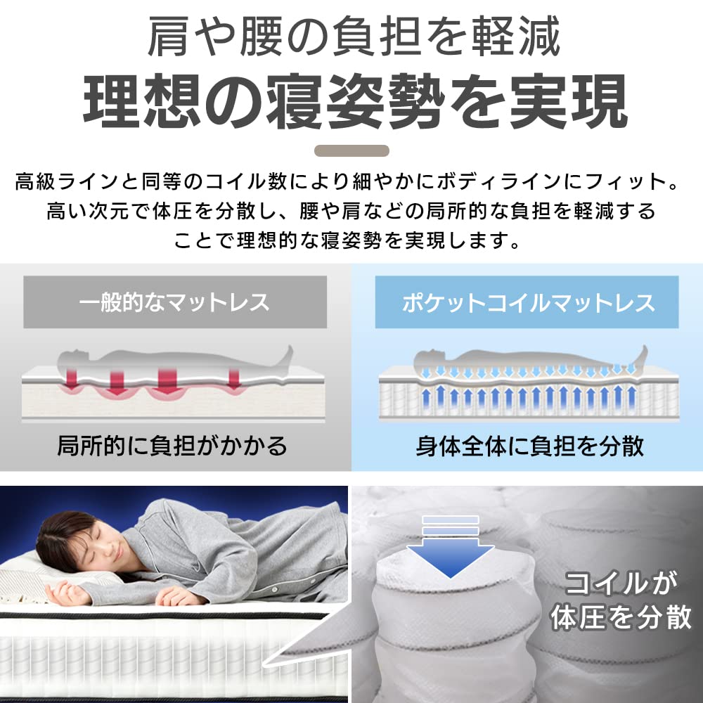 Amazon.co.jp: アイリスプラザ 高密度ポケットコイルマットレス 身体の