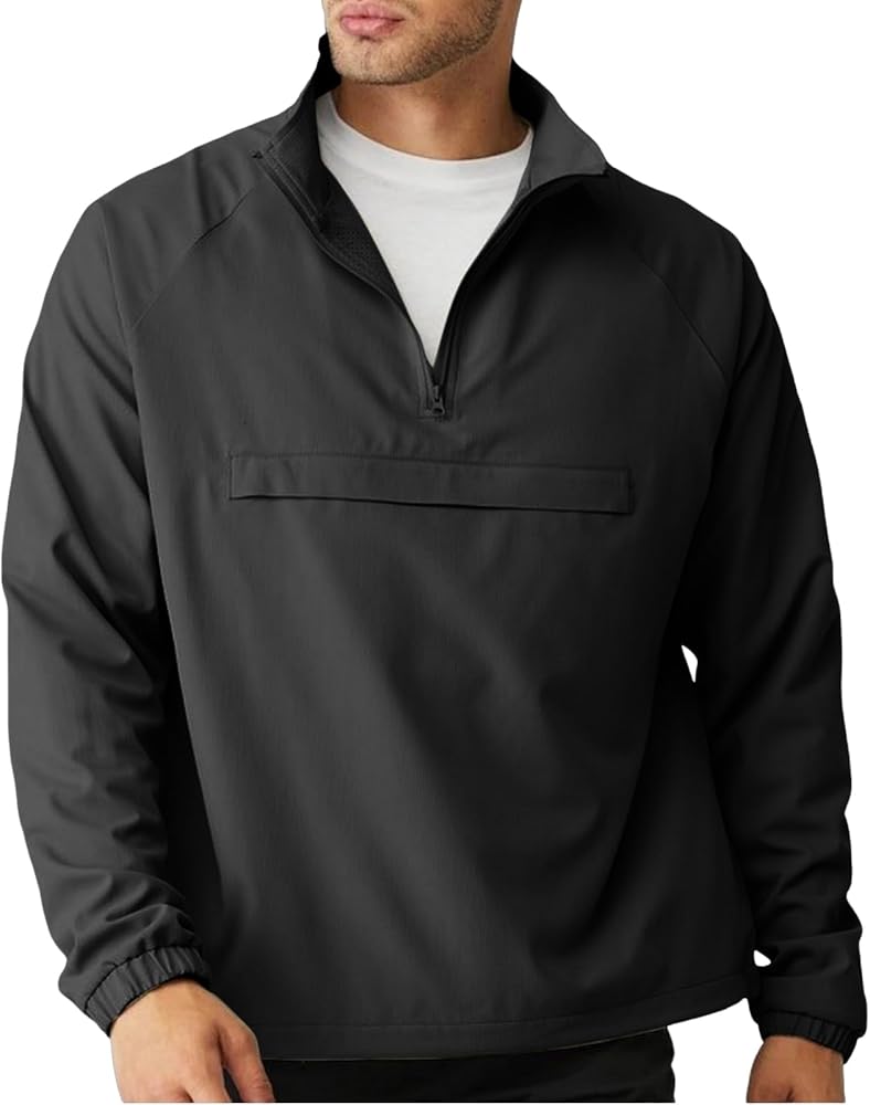 SEGANUP Men's Lightweight Quarter Zip Pullover Windbreaker for