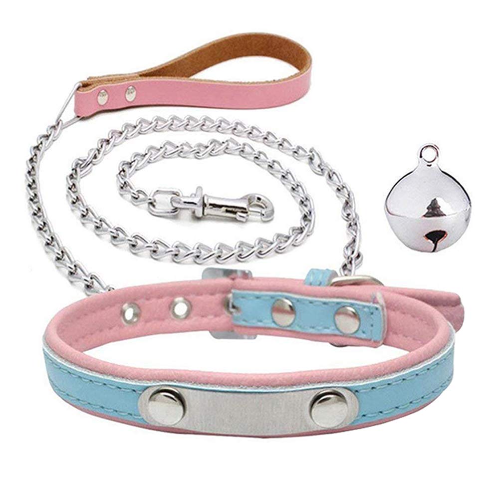 Amazon | Tpkupsor 首輪 表面本革 鈴付き 牽引チェーン付き 柔らかい