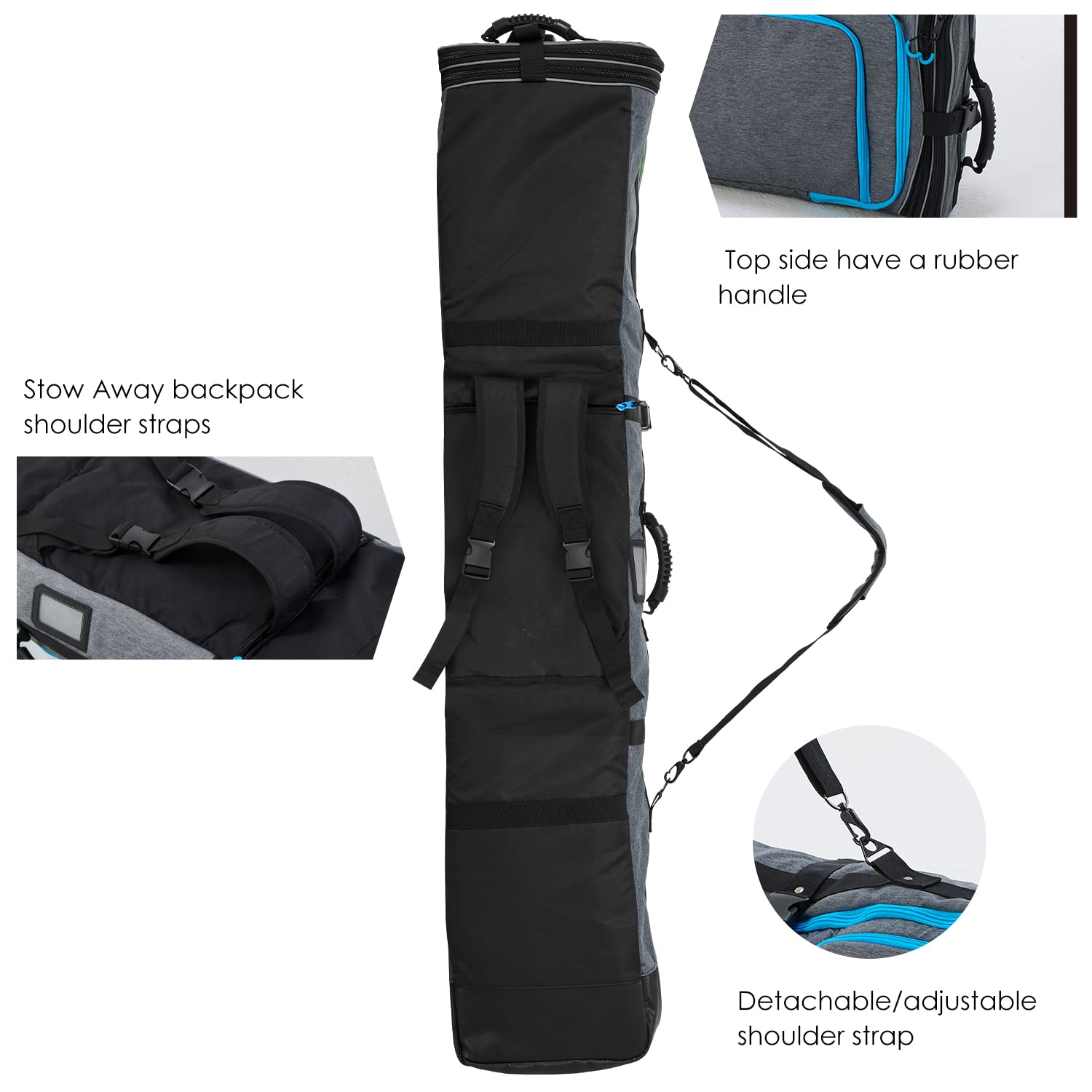 Amazon | XCMAN ローラースノーボードバッグ 長さ調節可能 63-75インチ