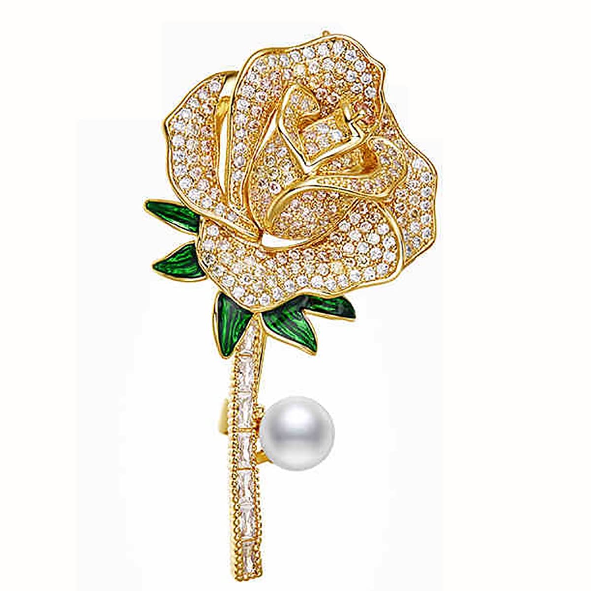 Amazon.com: ZXHStore Rose Flower Brooch – Golden Crystal