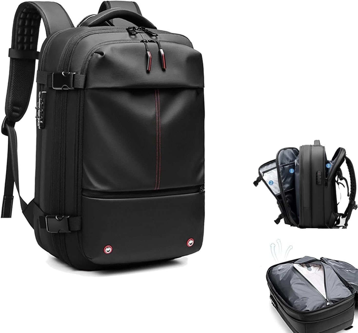 Amazon.co.jp: Vacpack バックパック、真空圧縮機能付き 60L 拡張可能